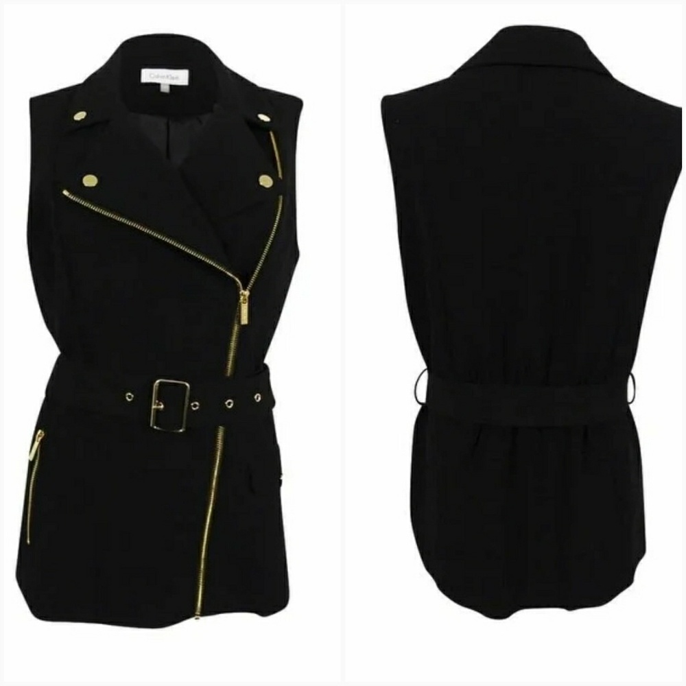 New CALVIN KLEIN Belted Moto Vest - Picture 3 of 4